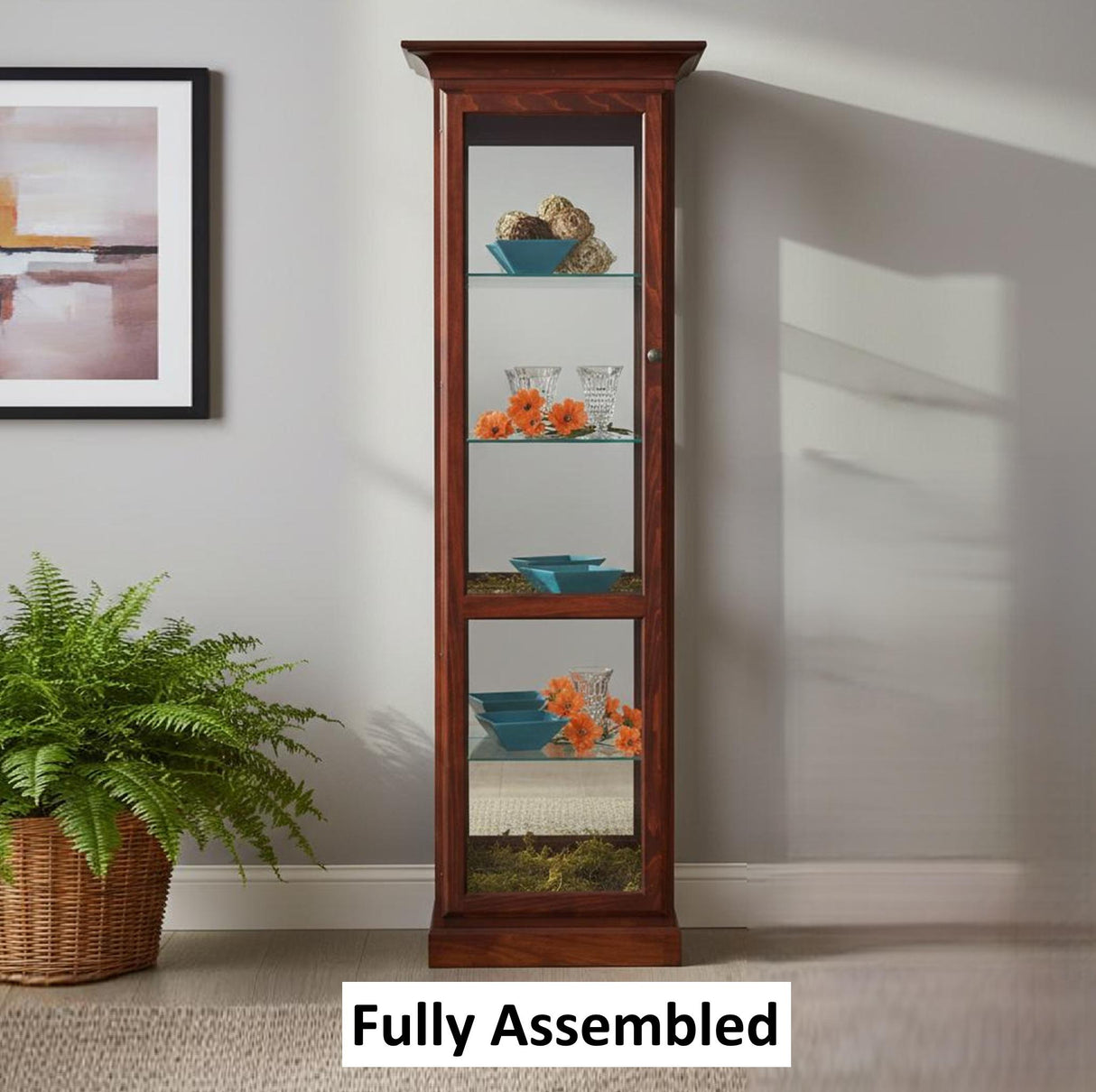 Amish Handmade Glass Display Cabinet - Tall Curio Cabinet - China Display - Glass Cabinet - Modern Home Decor - Multipurpose Cabinet -Rustic