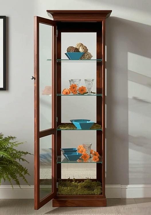 Amish Handmade Glass Cabinet - Display Cabinet - Tall Curio - China Display -Modern Home Decor - Multipurpose Cabinet - Rustic