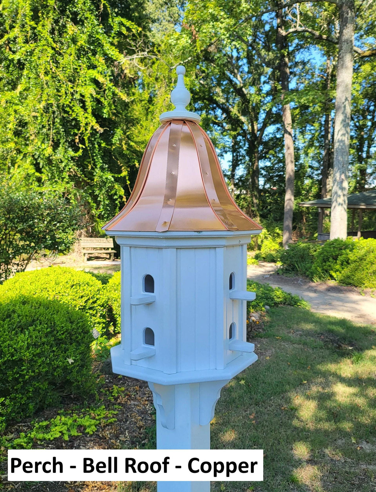 Extra Large Bird House With Copper Roof Handmade, Roof Styles, Octagon Shape, 8 Nesting Compartments, Copper, Patina, Guards/Perch Birdhouse