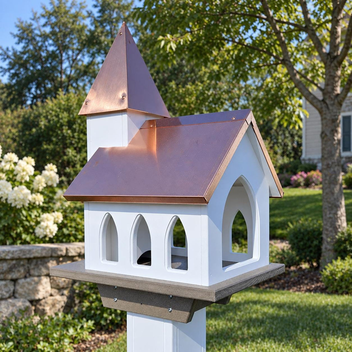 Chapel Bird Feeder, Amish Handmade, Copper Roof, Bird Lovers, Bird Watch, Patina Finish , Outdoor Decor, Backyard, Home Decor