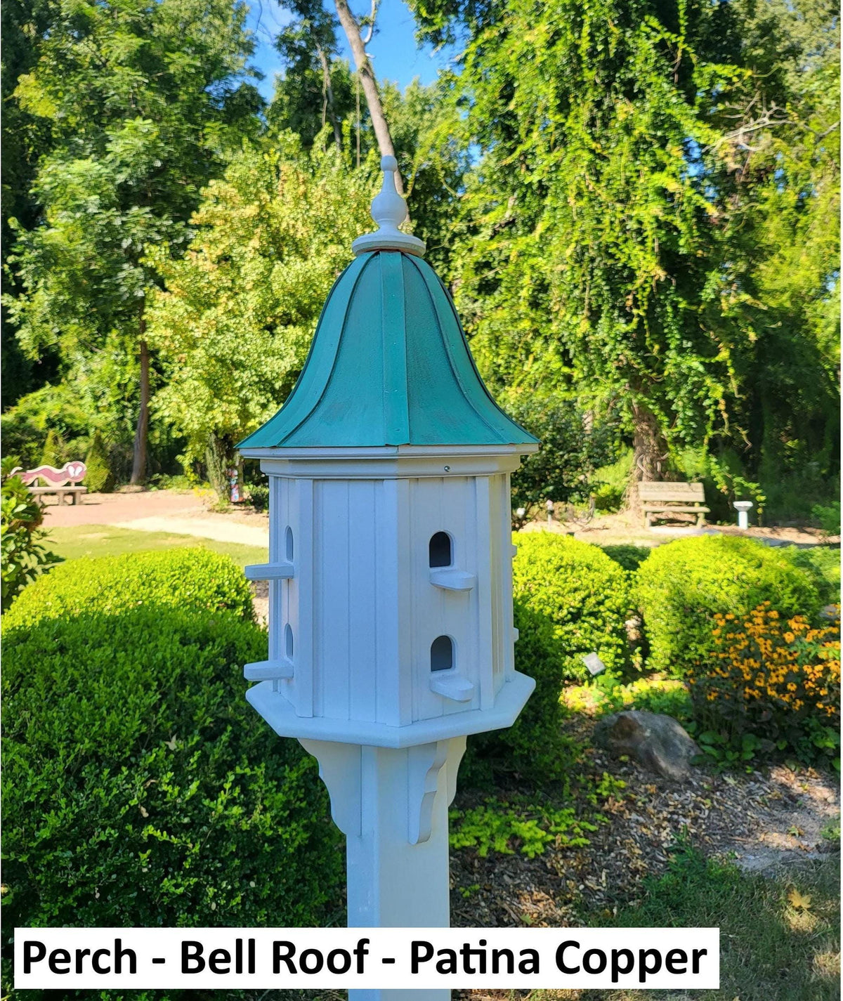 Extra Large Bird House With Copper Roof Handmade, Roof Styles, Octagon Shape, 8 Nesting Compartments, Copper, Patina, Guards/Perch Birdhouse