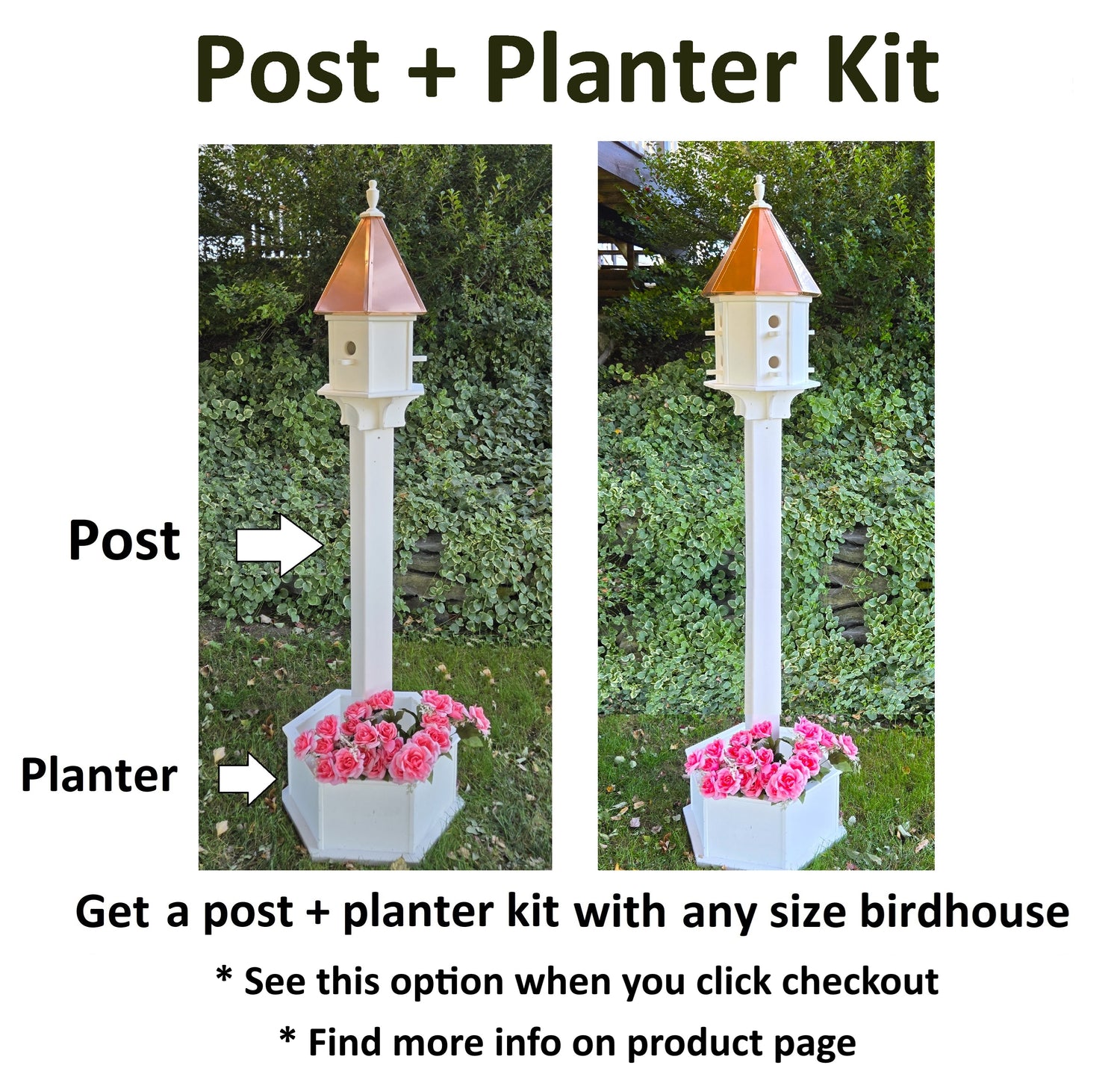 3 Hole Bird House With Copper Roof Amish Handmade, Nesting Compartments, Weather Resistant Birdhouses, Bird Lovers, Poly