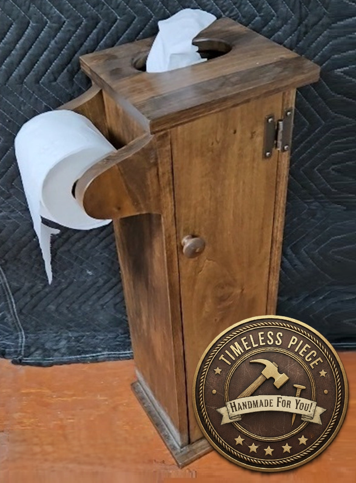 Toilet Paper Stand - Amish Handmade - Toilet Storage - Wooden Cabinet - Roll Holder - Bathroom - Free Standing - Tissue Paper Holder- Decor