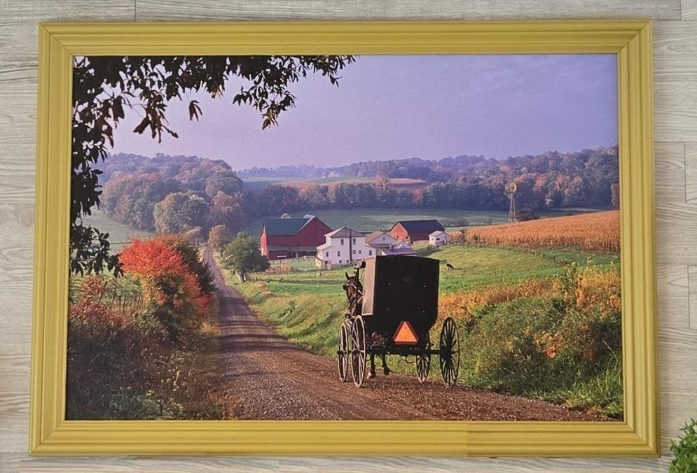 Canvas - Picture Frame - Wall Art - Wooden Frame - Framed Antique Print - Amish Handmade - Farmhouse Decor - Housewarming Gift -Choose Color