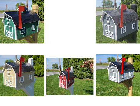 Amish Mailbox - Handmade - Dutch Barn Style - Wooden - Color Options -
