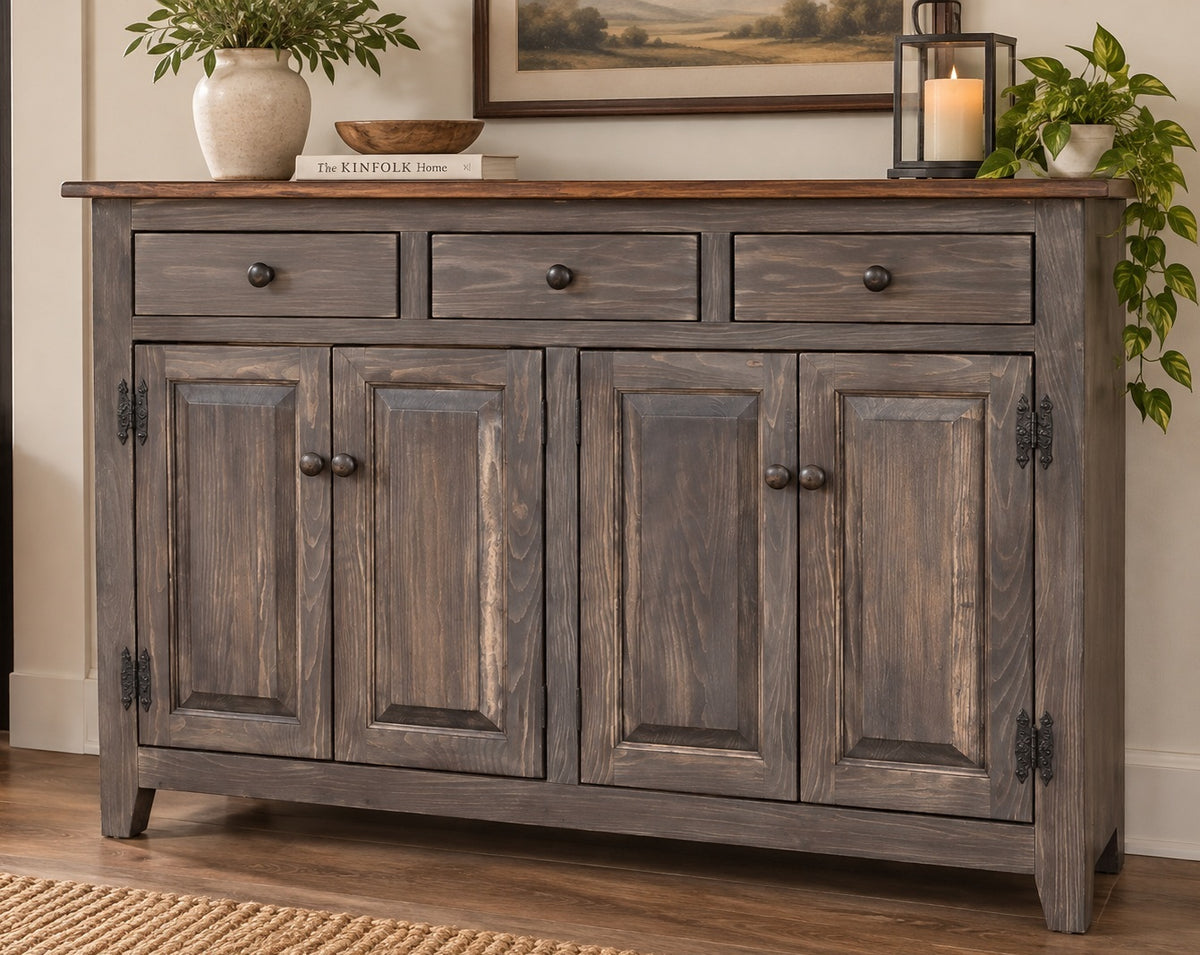 Amish Handmade Cabinet - 4 Door Multipurpose Hatch - Amish Furniture -Farmhouse - Primitive TV Stand - Storage - Rustic- Case Goods - Home