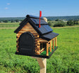 Amish Mailbox - Handmade - Log Cabin Style - Wooden with Metal USPS Approved Mailbox Outdoor - Animal Shape + Cabins