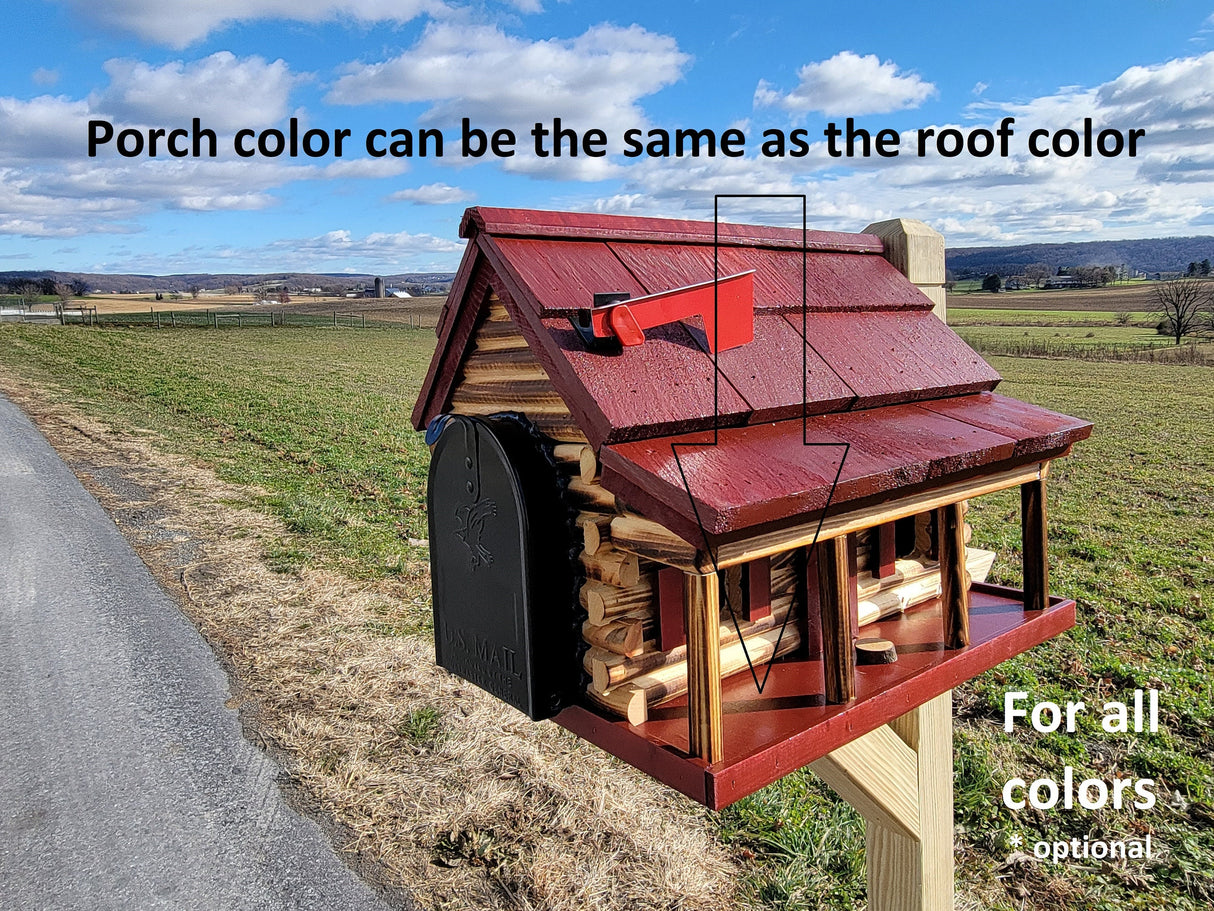 Amish Mailbox - Handmade - Log Cabin Style - Wooden with Metal USPS Approved Mailbox Outdoor - Animal Shape + Cabins