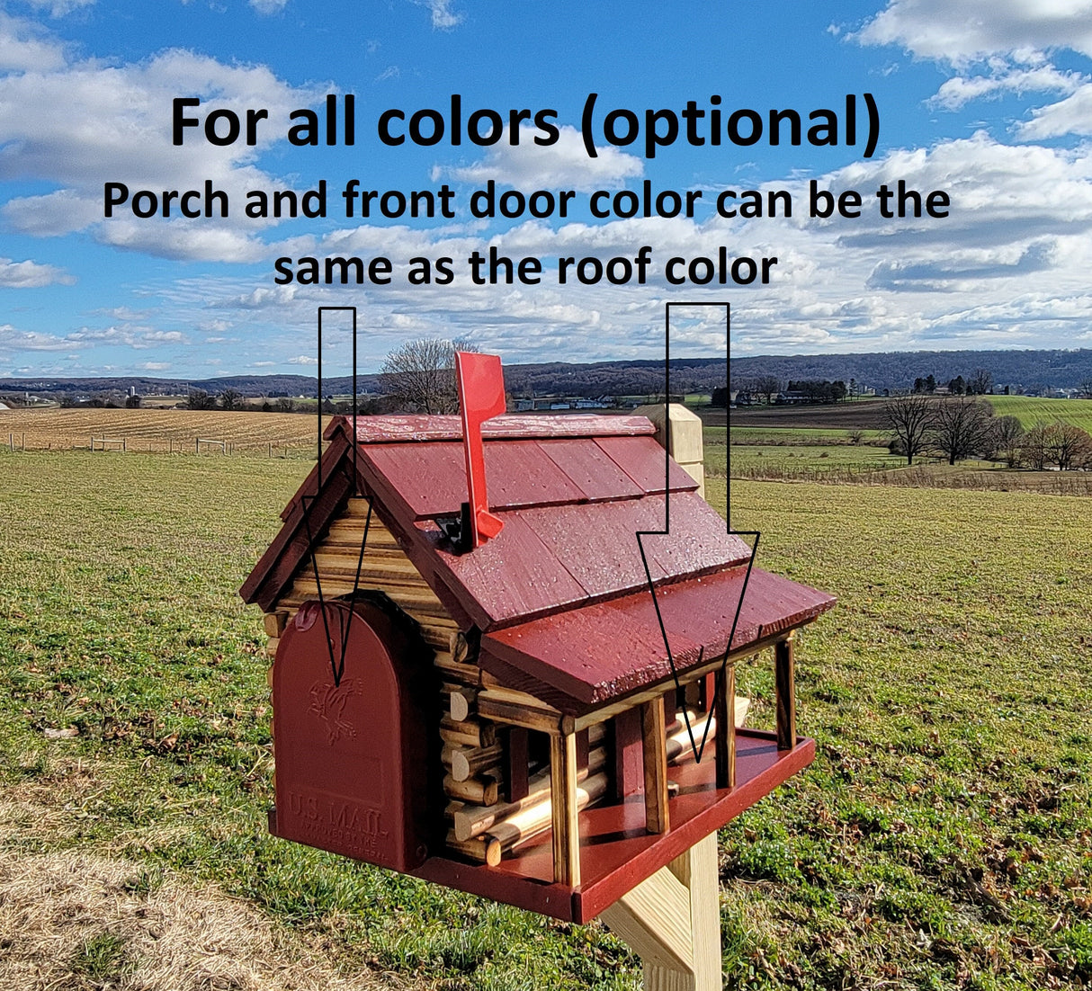 Amish Mailbox - Handmade - Log Cabin Style - Wooden with Metal USPS Approved Mailbox Outdoor - Animal Shape + Cabins