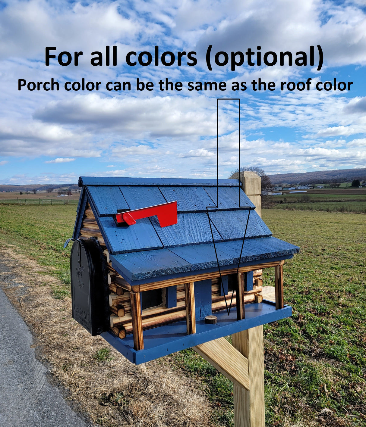 Amish Mailbox - Handmade - Log Cabin Style - Wooden with Metal USPS Approved Mailbox - Outdoor - Log Cabin + Metal Insert