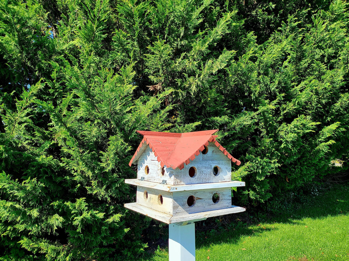 Martin Birdhouse - Amish Handmade Primitive Design - 10 Nesting Compartments -  Birdhouse outdoor - Purple Martin