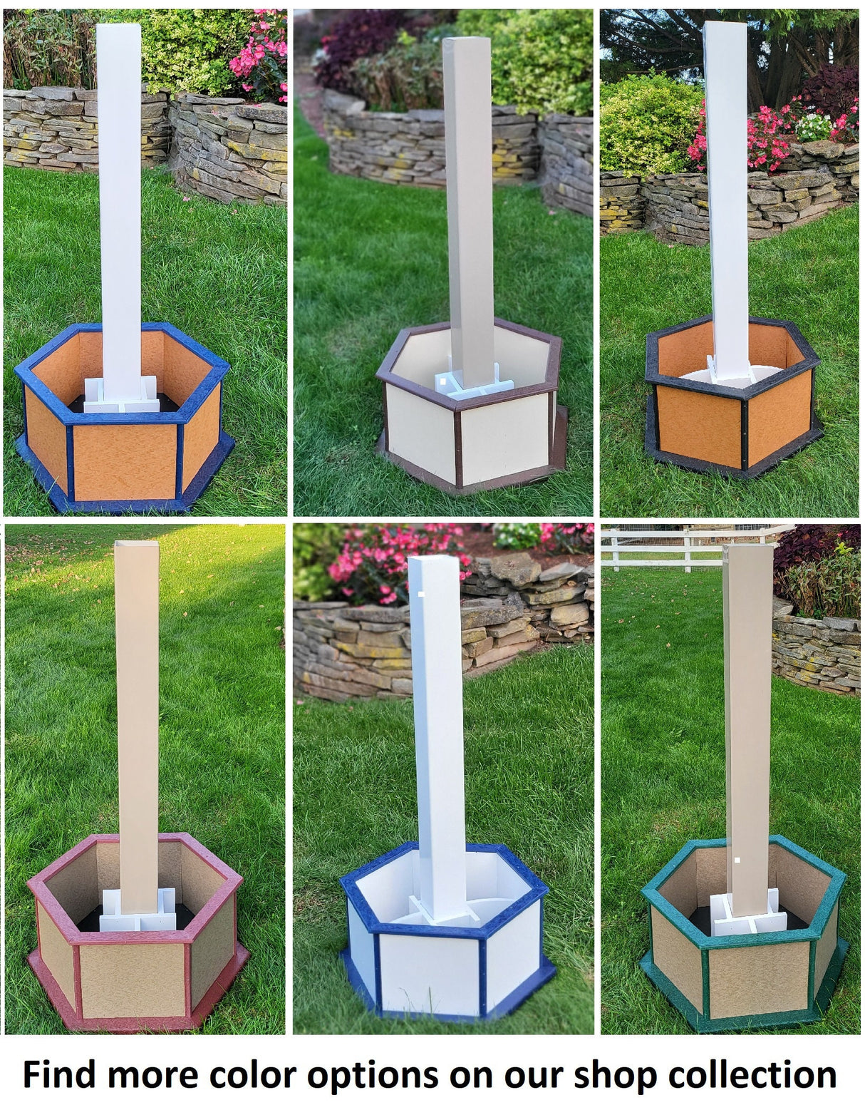 Planter Kit For Bird Feeder and Birdhouse - Ivory - Set of Planter & Post - Choose Planter Colors to Match Your House/Feeder - Planters and Posts