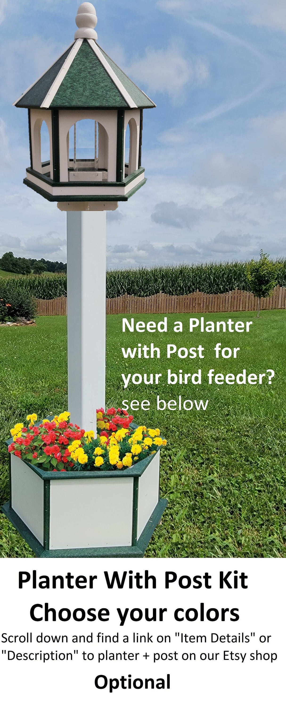 Bird Feeder - Large - Amish Handmade - Arch Design - Weather Resistant Poly Lumber - Premium Feeding Tube - Easy Mounting on 4"x4" Pole/Post - Home & Living:Outdoor & Gardening:Feeders & Birdhouses:Bird Feeders