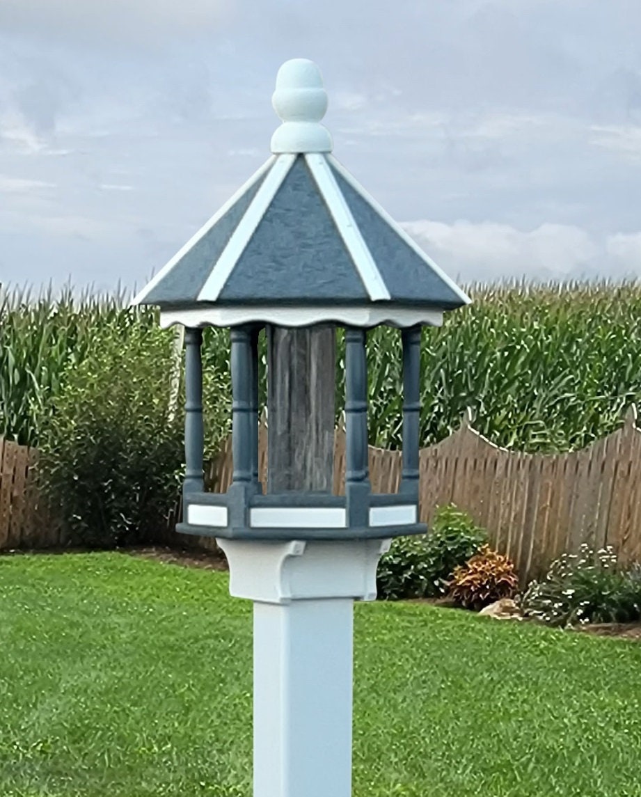 Gazebo Bird Feeder - Amish Handmade - Poly Lumber Weather Resistant - Premium Feeding Tube - Easy Mounting - Bird Feeder For Outdoors - Home & Living:Outdoor & Gardening:Feeders & Birdhouses:Bird Feeders