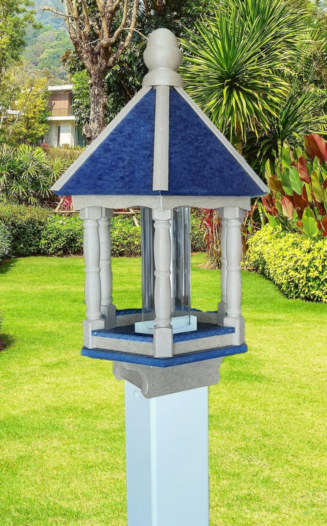Gazebo Bird Feeder - Amish Handmade - Poly Lumber Weather Resistant - Premium Feeding Tube - Easy Mounting - Bird Feeder For Outdoors - Home & Living:Outdoor & Gardening:Feeders & Birdhouses:Bird Feeders