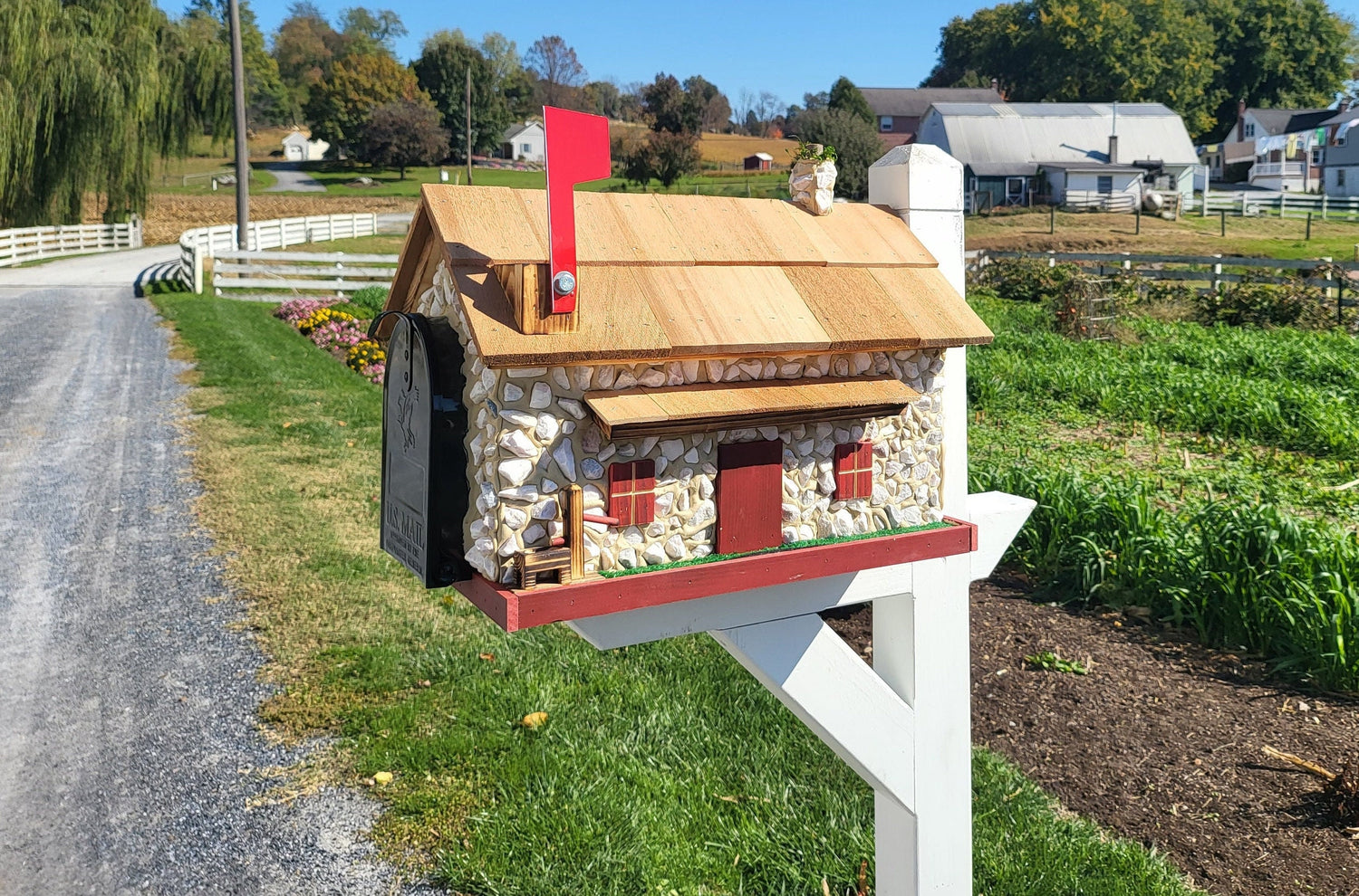 large mailbox, cottage mailbox, custom made mailbox, outdoor décor, farm mailbox, house mailbox, rural mailbox, decorative mailbox, cedar mailbox, blue mailbox, outdoor mailbox, handmade, better home and garden decorative mailboxes, unique mailboxes, cool mailboxes, modern mailbox yard art, post box, country décor, home & garden, colorful mailbox, handcrafted, letter box, two door mailbox, box for mail, unique, post box, aromatic cedar, home style mailbox, USPS approved, amish artisan, personalized gift,