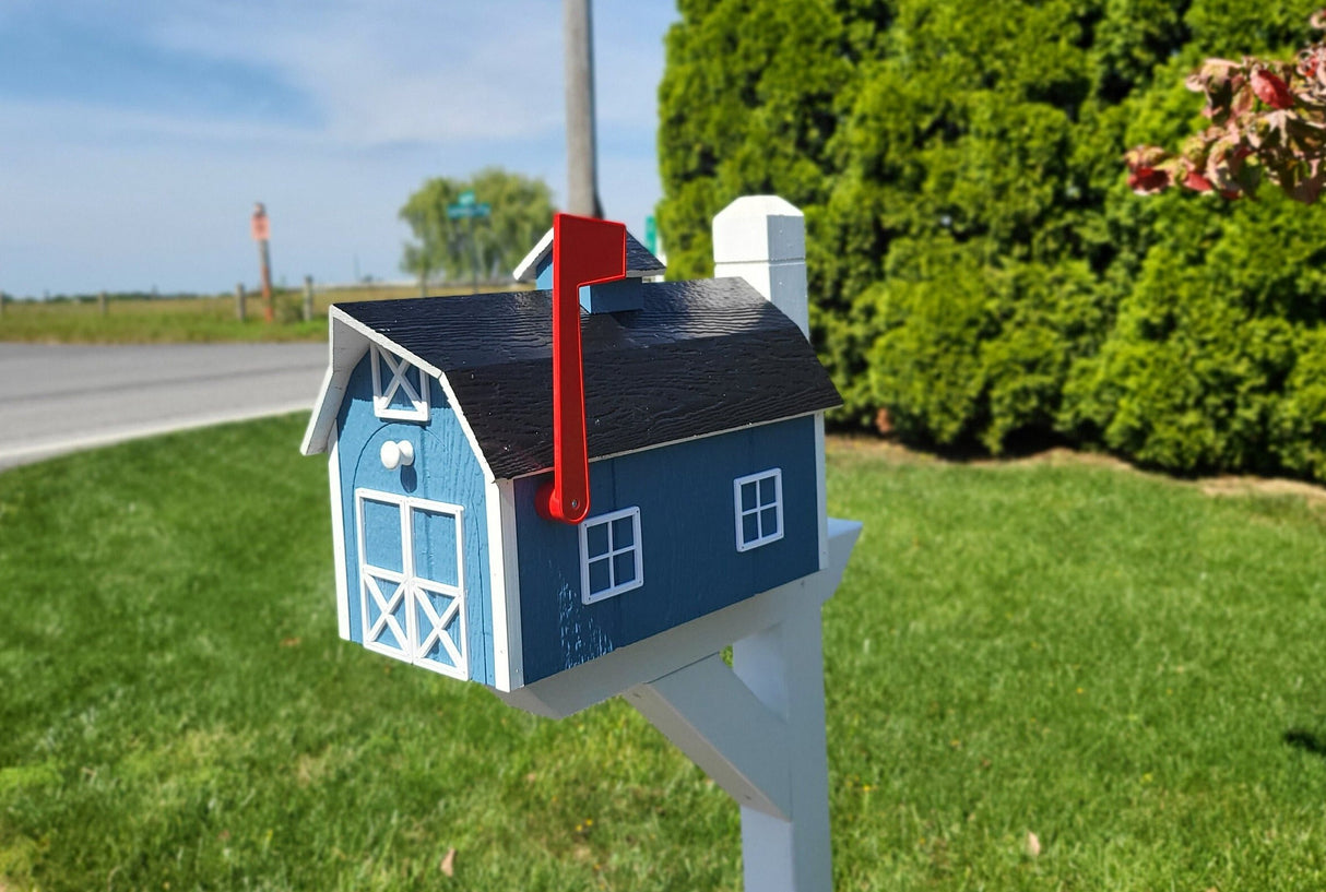 Dutch barn, Amish handmade, country mailbox, decorative mailboxes, unique mailboxes, better home and garden cool mailboxes, mailbox on post