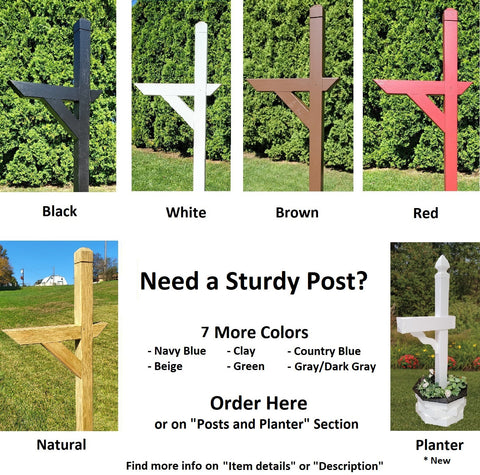 Dutch Barn Wood Mailbox Amish Made, Choose Your Color, Amish Mailbox With Red Flag, Black Roof