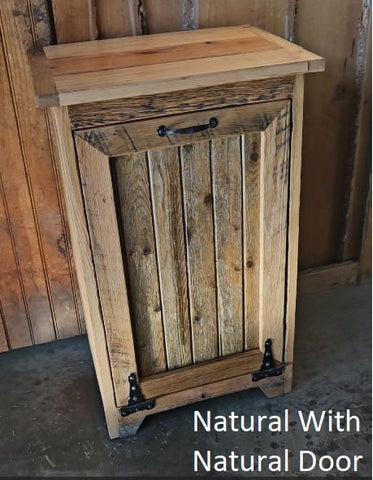 Wood Trash Bin, Tiltout Trash Can Cabinet Amish Handmade, Wood Storage Recycling Bin