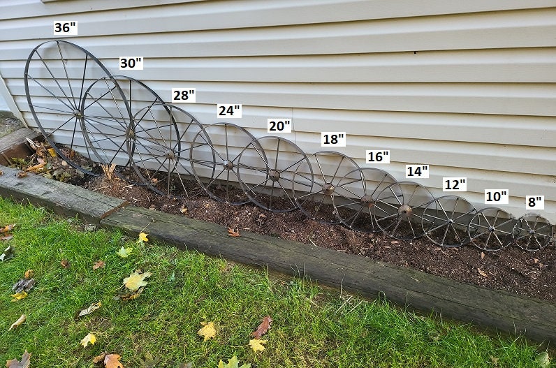 Metal Cart Wheels - Wagon Wheels - Spoke Metal Wheels- Antique Wagon Wheels - Amish Handmade - Country Decor- Primitive - Garden Decoration