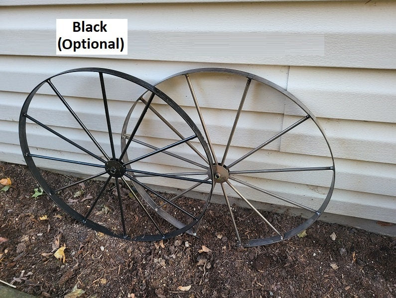 Metal Cart Wheels - Wagon Wheels - Spoke Metal Wheels- Antique Wagon Wheels - Amish Handmade - Country Decor- Primitive - Garden Decoration