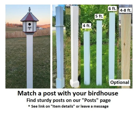 Poly Birdhouse Amish Handcrafted, 1 Hole Bird House