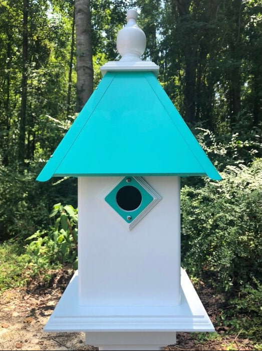 Classic Handmade Birdhouse Choose Roof Colors, 1 Nesting Compartment and Metal Predator Guards, Outdoor Decor