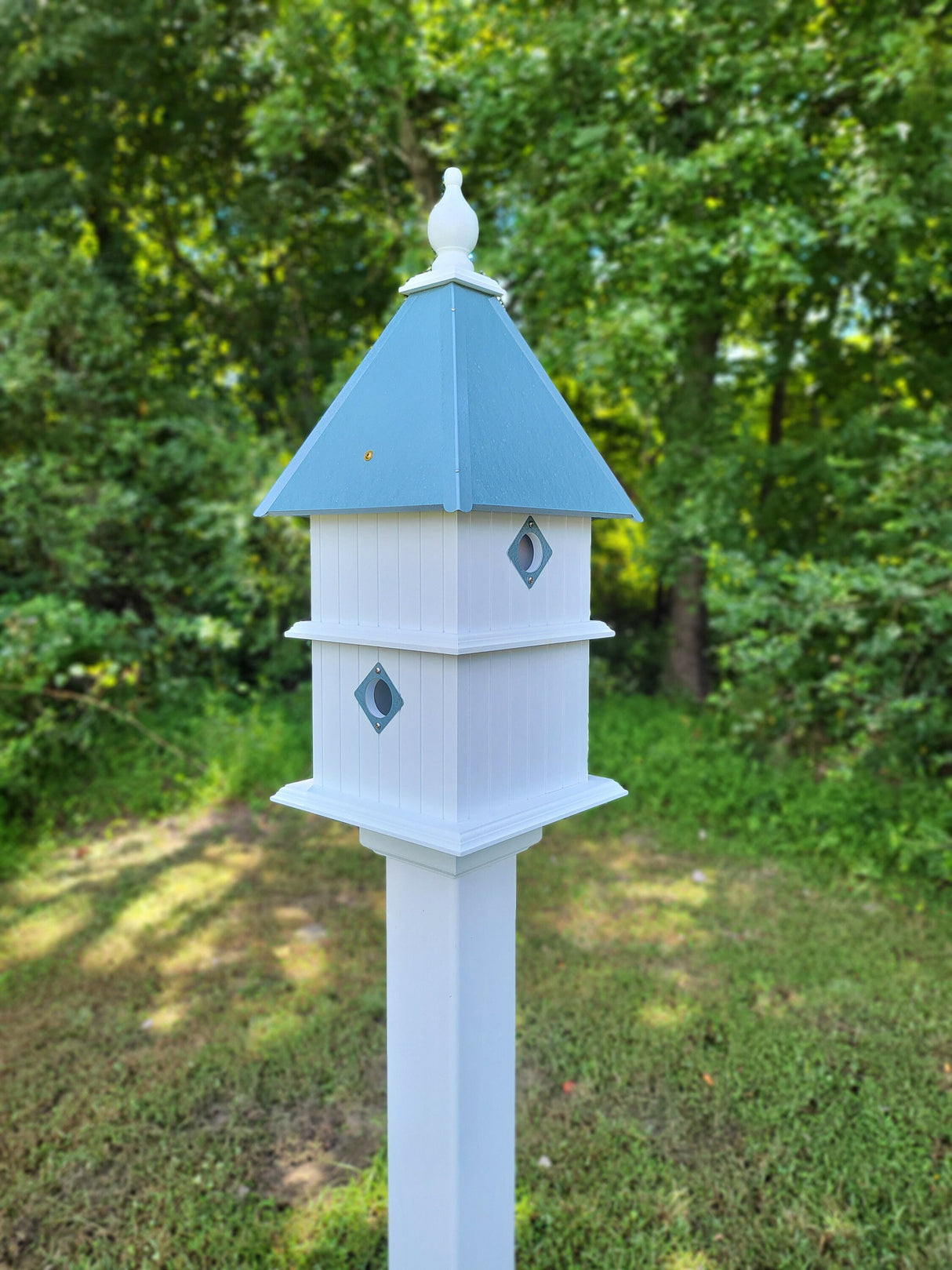 Bird House - 4 Nesting Compartments - 2 story - Handmade - Metal Predator Guards - Weather Resistant - Birdhouse Outdoor