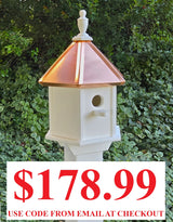 Best Seller Special - 2 Hole Bird House With Copper Roof Amish Handmade, Nesting Compartments, Weather Resistant Birdhouses, Bird Lovers, Poly