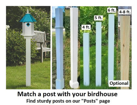 Poly Lumber Bird Feeder Amish Handmade Weather Resistant - Bird Lovers - Premium Feeding Tube -Post Mounted / Hanging Bird Feeders Outdoors