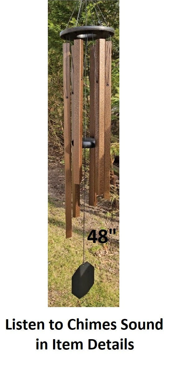 36"-80" Wind Chimes Amish Handmade - Square Aluminum Chimes - Soothing - Deep Tone - Sound Healing - Outdoor Decor - Wind Bells - Nature