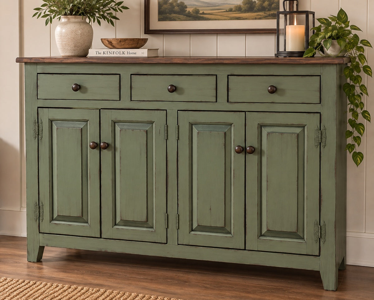 Amish Handmade Cabinet - 4 Door Multipurpose Hatch - Amish Furniture -Farmhouse - Primitive TV Stand - Storage - Rustic- Case Goods - Home