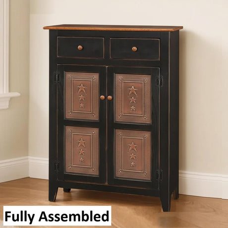 Amish Handmade Cabinet with Two Drawers, Farmhouse Furniture Wooden Hall Cabinet 2 Door Cabinet Primitive Cabinet Buffet Cabinet Home Decor