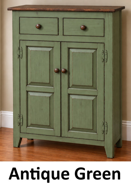 Amish Handmade Cabinet with Two Drawers, Farmhouse Furniture Wooden Hall Cabinet 2 Door Cabinet Primitive Cabinet Buffet Cabinet Home Decor