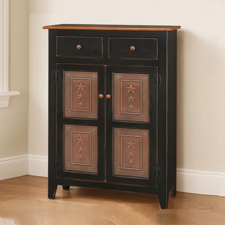 Amish Handmade Cabinet with Two Drawers, Farmhouse Furniture Wooden Hall Cabinet 2 Door Cabinet Primitive Cabinet Buffet Cabinet Home Decor