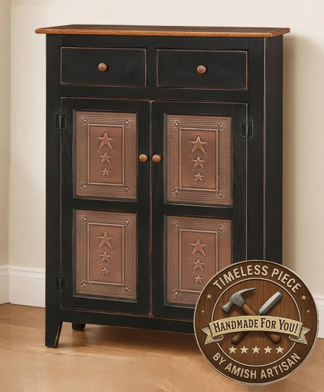 Amish Handmade Cabinet with Two Drawers, Farmhouse Furniture Wooden Hall Cabinet 2 Door Cabinet Primitive Cabinet Buffet Cabinet Home Decor