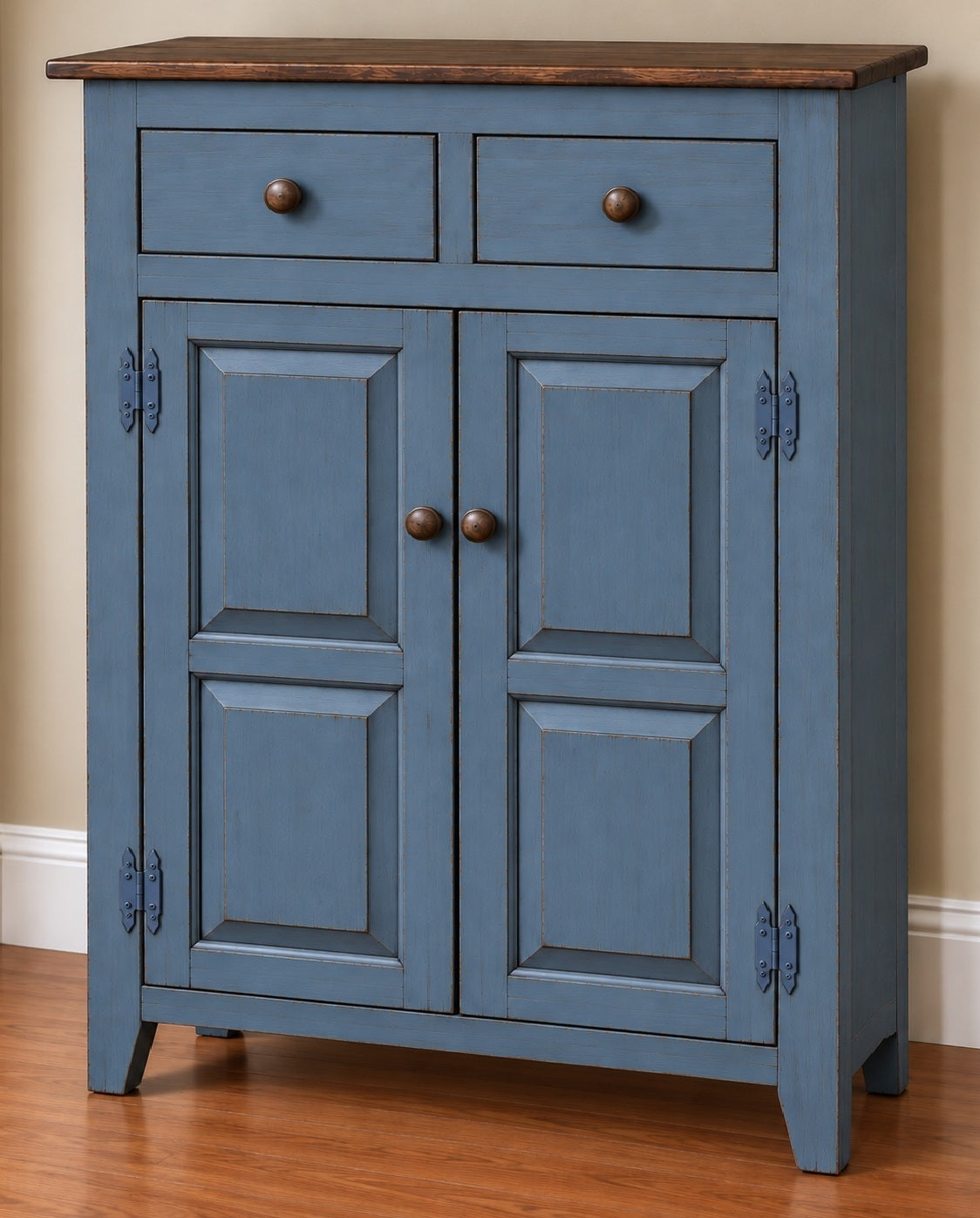 Amish Handmade Cabinet with Two Drawers, Farmhouse Furniture Wooden Hall Cabinet 2 Door Cabinet Primitive Cabinet Buffet Cabinet Home Decor