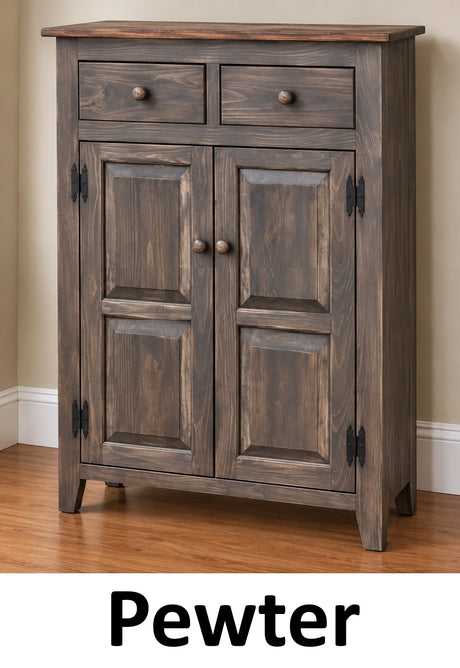 Amish Handmade Cabinet with Two Drawers, Farmhouse Furniture Wooden Hall Cabinet 2 Door Cabinet Primitive Cabinet Buffet Cabinet Home Decor