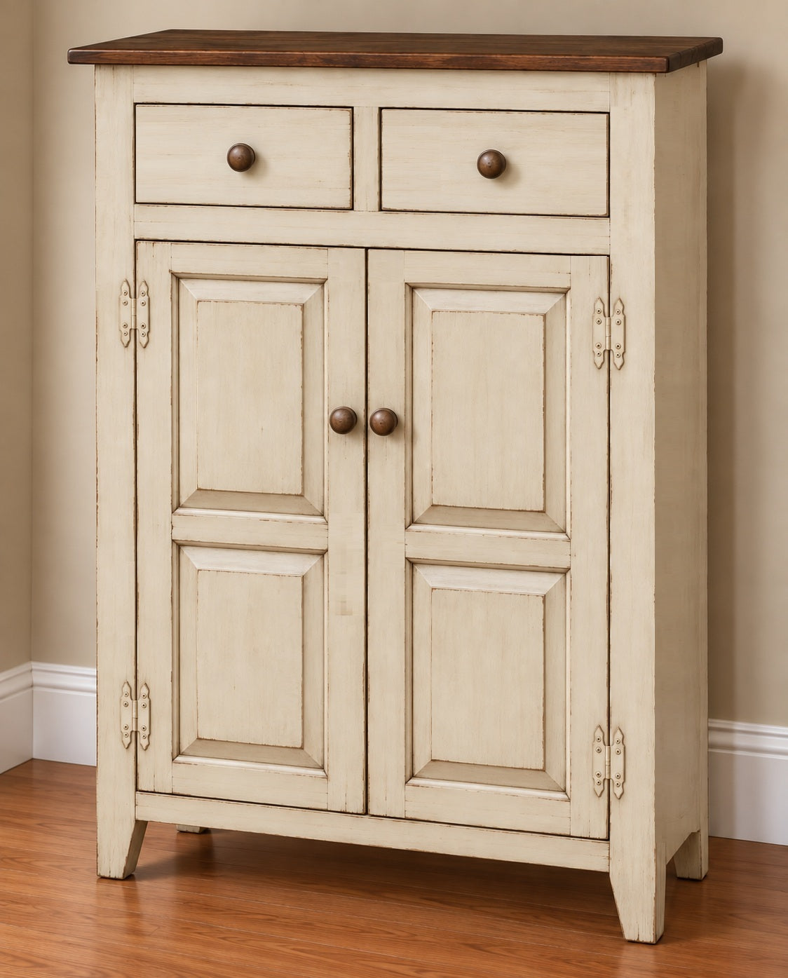 Amish Handmade Cabinet with Two Drawers, Farmhouse Furniture Wooden Hall Cabinet 2 Door Cabinet Primitive Cabinet Buffet Cabinet Home Decor