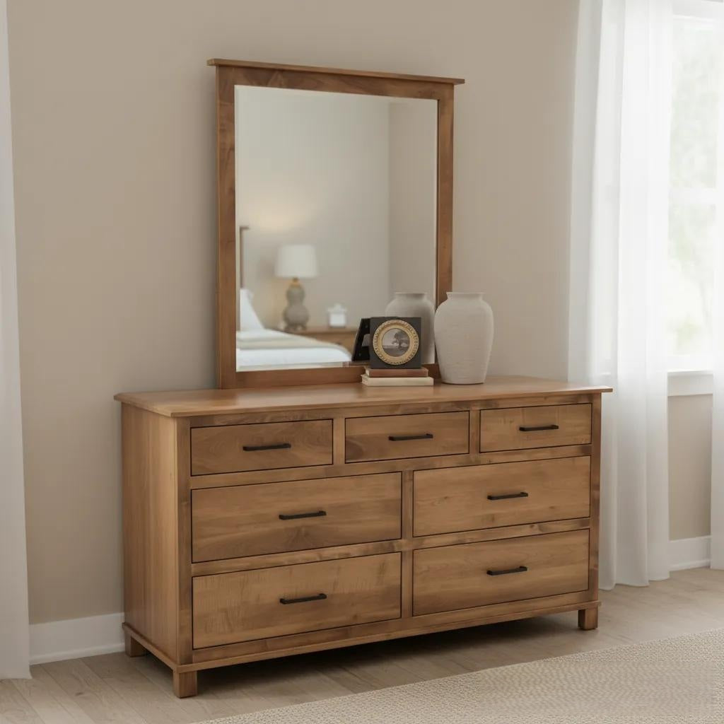 Amish Handmade Dresser With Mirror - Bedroom Set - Drawer Chest - Drawer Dresser - Queen Bed Set - Nightstand - Mirror - Case Goods