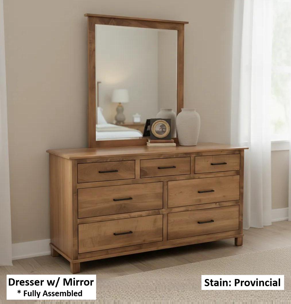 Amish Handmade Dresser With Mirror - Bedroom Set - Drawer Chest - Drawer Dresser - Queen Bed Set - Nightstand - Mirror - Case Goods