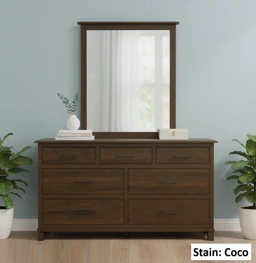 Amish Handmade Dresser With Mirror - Bedroom Set - Drawer Chest - Drawer Dresser - Queen Bed Set - Nightstand - Mirror - Case Goods