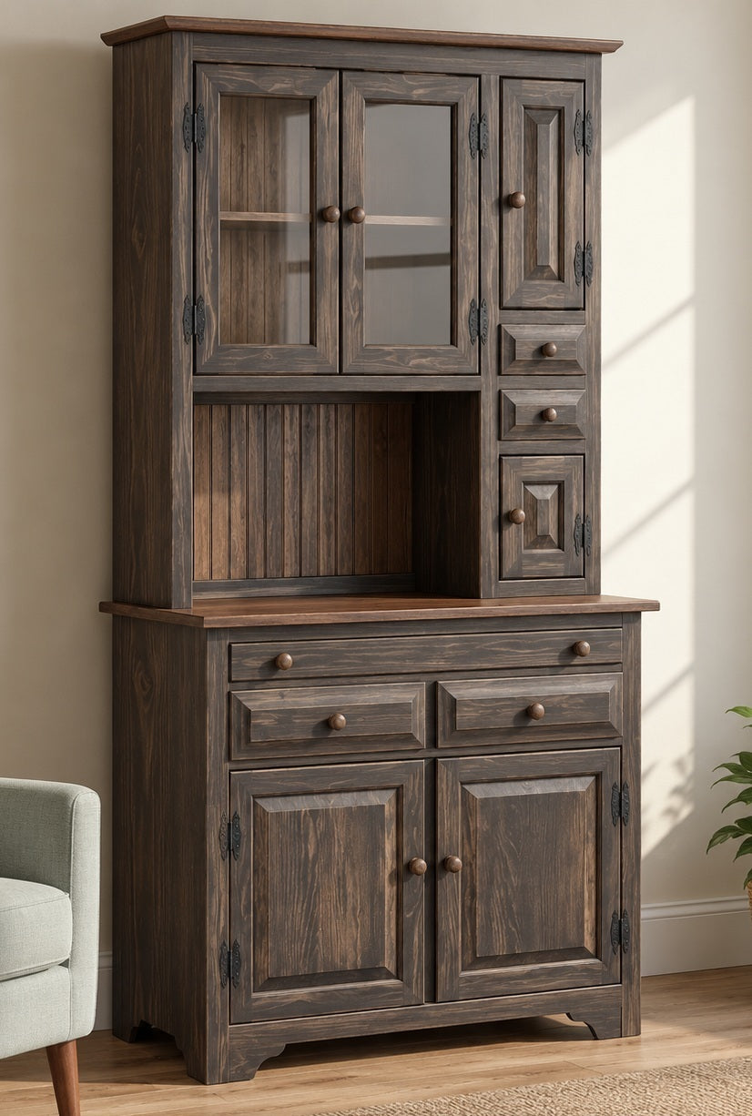 Amish Handmade Multipurpose Cabinet - China Cabinet - Glass Cabinet - Farmhouse - Organizer - Storage - Rustic - Case Goods - Home Decor