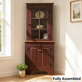 Amish Handmade Glass Corner Cabinet - Multipurpose Cabinet - Farmhouse - Primitive Cabinet - Corner Cupboard - Amish Bookcase - Case Goods