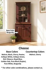 Amish Handmade Glass Corner Cabinet - Multipurpose Cabinet - Farmhouse - Primitive Cabinet - Corner Cupboard - Amish Bookcase - Case Goods
