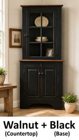 Amish Handmade Glass Corner Cabinet - Multipurpose Cabinet - Farmhouse - Primitive Cabinet - Corner Cupboard - Amish Bookcase - Case Goods