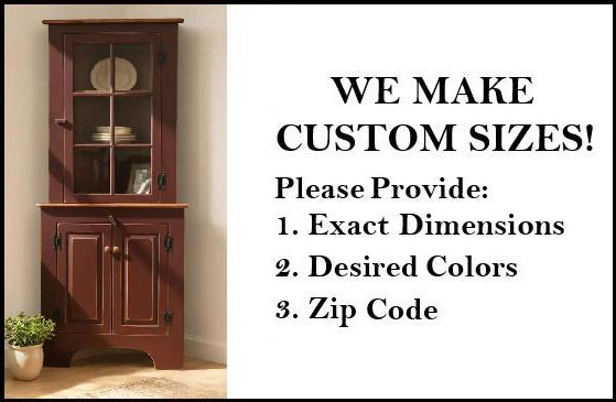Amish Handmade Glass Corner Cabinet - Multipurpose Cabinet - Farmhouse - Primitive Cabinet - Corner Cupboard - Amish Bookcase - Case Goods