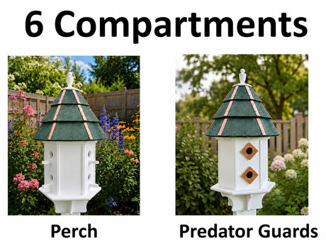 Painted Cedar Roof Birdhouse 2-8 Compartments Amish Handmade Birdhouse Handmade Maintenance Free Gifts for Bird Lovers Large Bird Houses