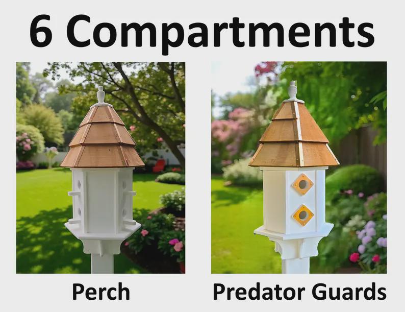 Painted Cedar Roof Birdhouse 2-8 Compartments Amish Handmade Birdhouse Handmade Maintenance Free Gifts for Bird Lovers Large Bird Houses