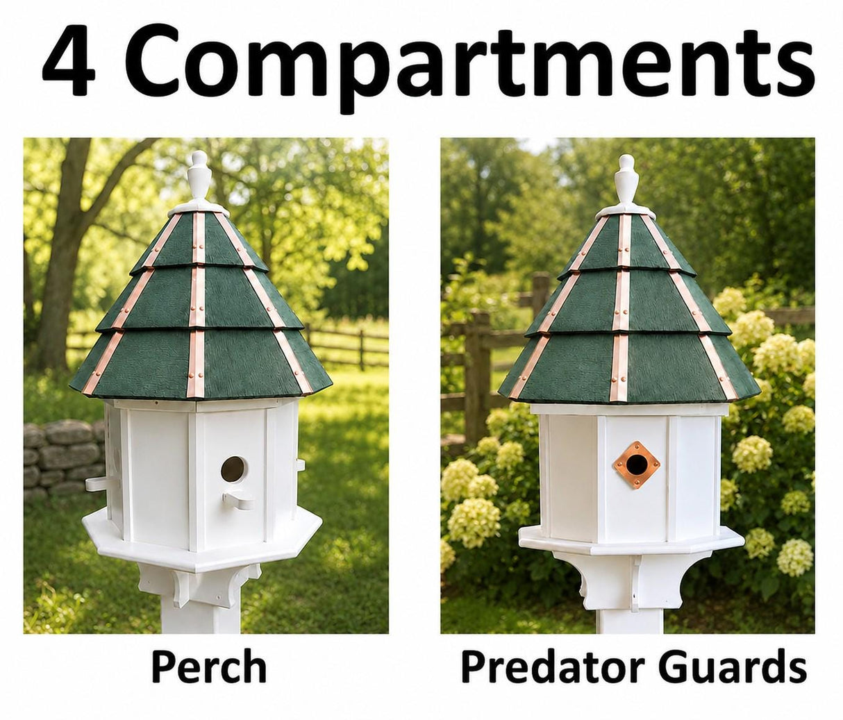 Painted Cedar Roof Birdhouse 2-8 Compartments Amish Handmade Birdhouse Handmade Maintenance Free Gifts for Bird Lovers Large Bird Houses